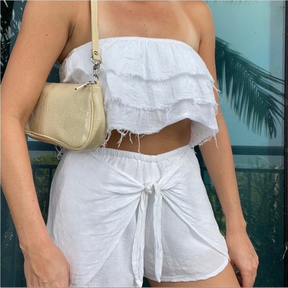 Cotton Candy White Beachy Flowy Two Piece Set S - Picture 2 of 7